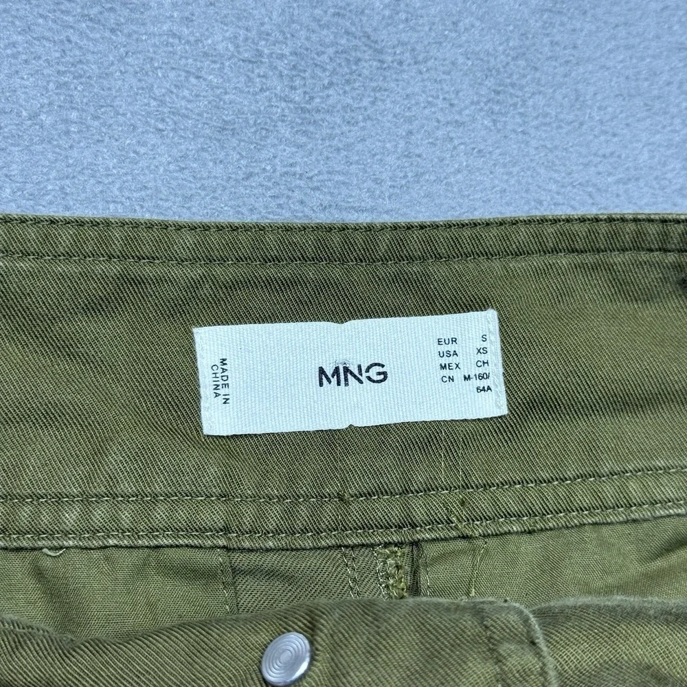 MNG Mango Pants Womens XS 29x27 Cargo Olive Green Military Utility Tencel Boho